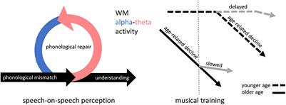 Working-Memory, Alpha-Theta Oscillations and Musical Training in Older Age: Research Perspectives for Speech-on-speech Perception